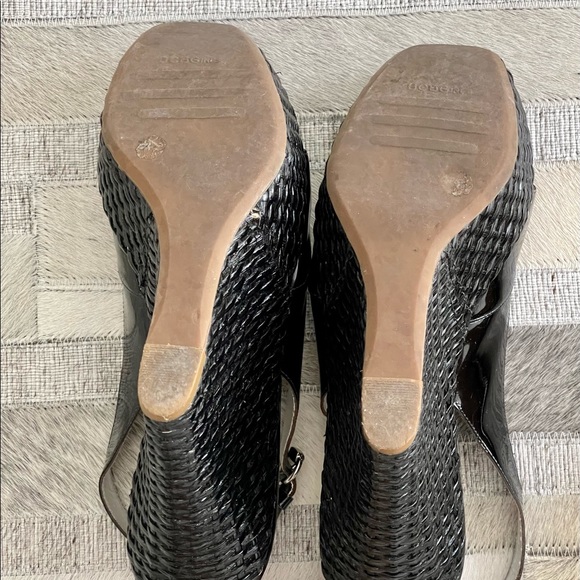 BCBG Black Patent Wedge Sandals - Picture 5 of 5